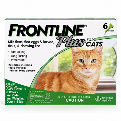 FRONTLINE Plus for Cats & Kittens | Flea & Tick Treatment – 6 Doses
