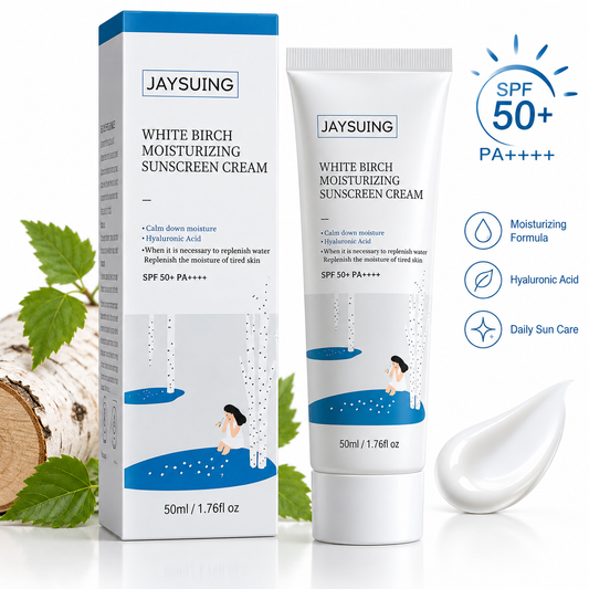 JAYSUING White Birch Moisturizing Sunscreen Cream SPF 50+ PA++++, Hydrating Face Sunscreen with Hyaluronic Acid, 50ml
