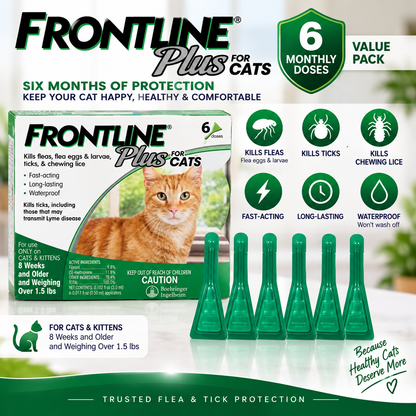 FRONTLINE Plus for Cats & Kittens | Flea & Tick Treatment – 6 Doses
