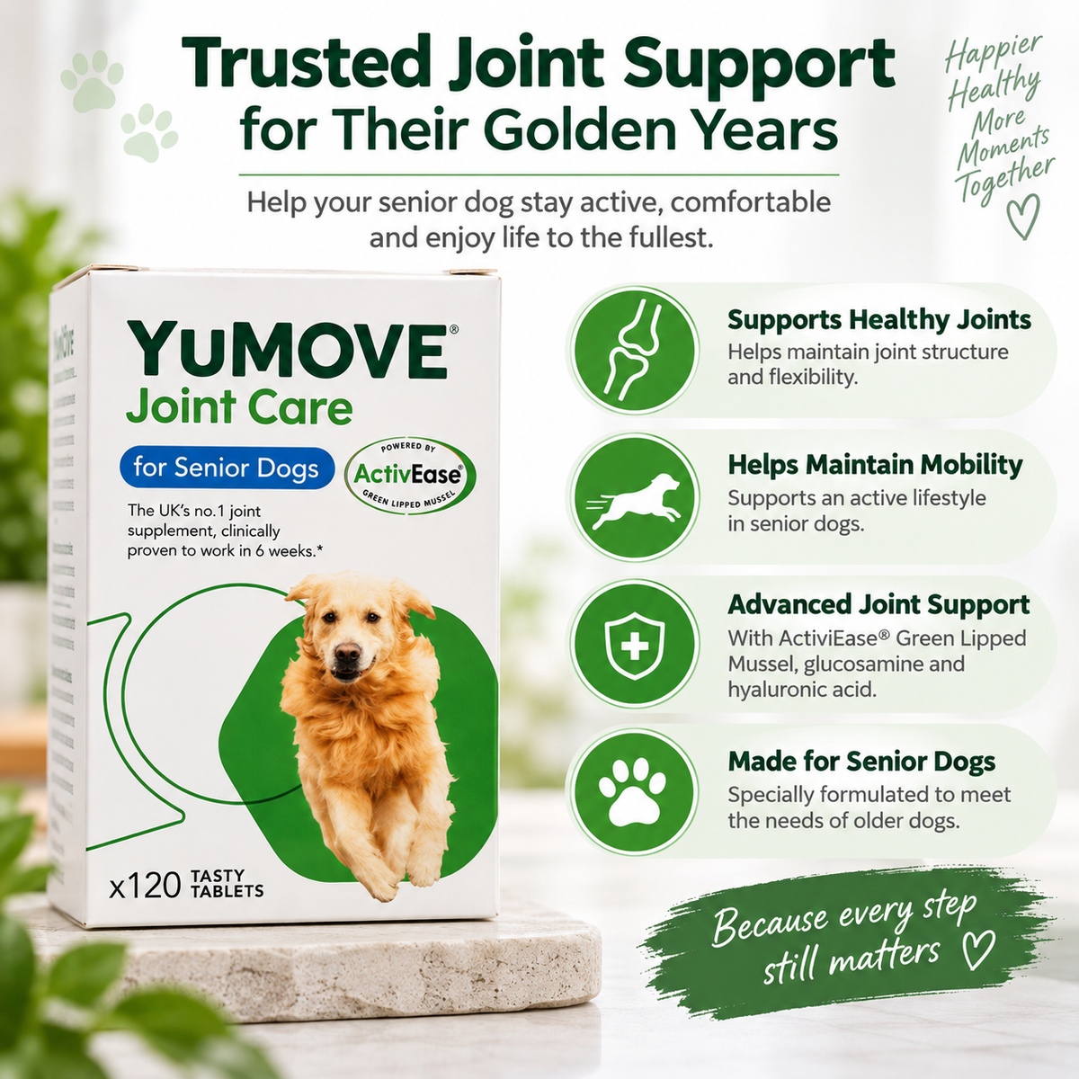 YuMOVE Joint Care for Senior Dogs – 120 Tablets | Hip & Joint Mobility Support