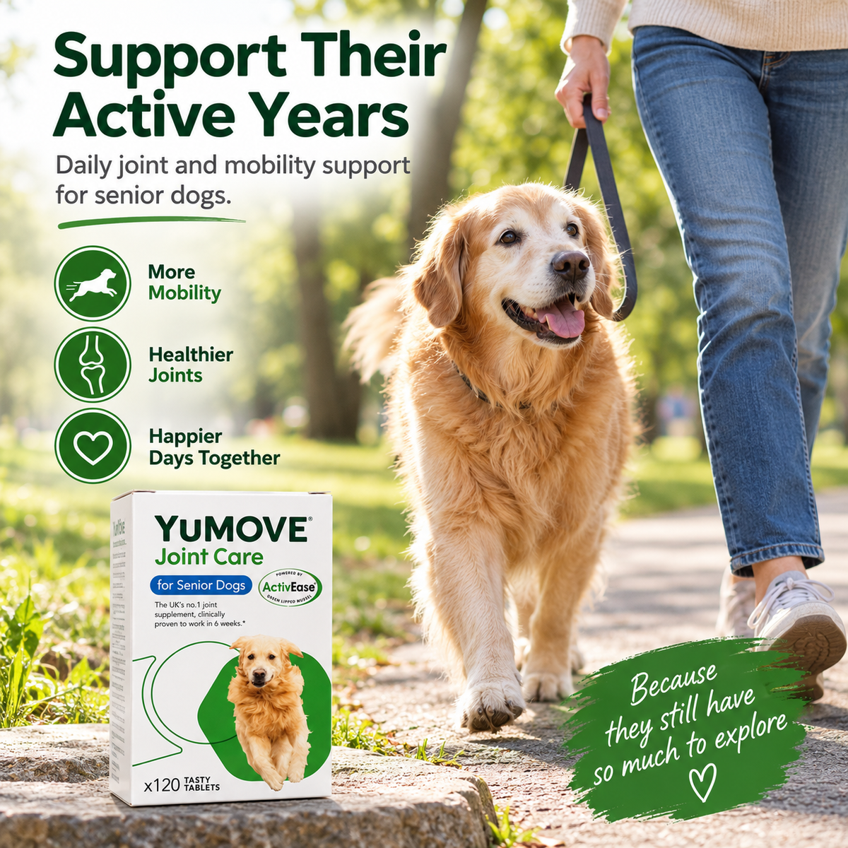 YuMOVE Joint Care for Senior Dogs – 120 Tablets | Hip & Joint Mobility Support