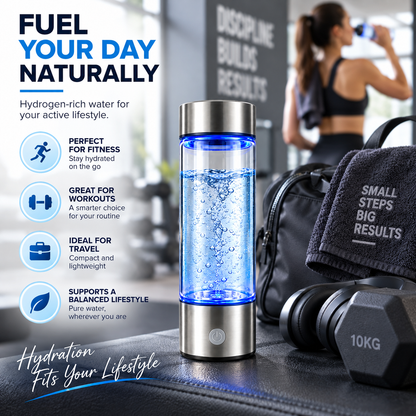 Hydrogen Water Bottle Generator 2200 PPB SPE PEM, Rechargeable 16oz Portable Hydrogen-Rich Water Bottle