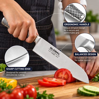 Japanese Style Santoku Chef Knife – Stainless Steel Kitchen Knife for Chopping, Slicing & Dicing