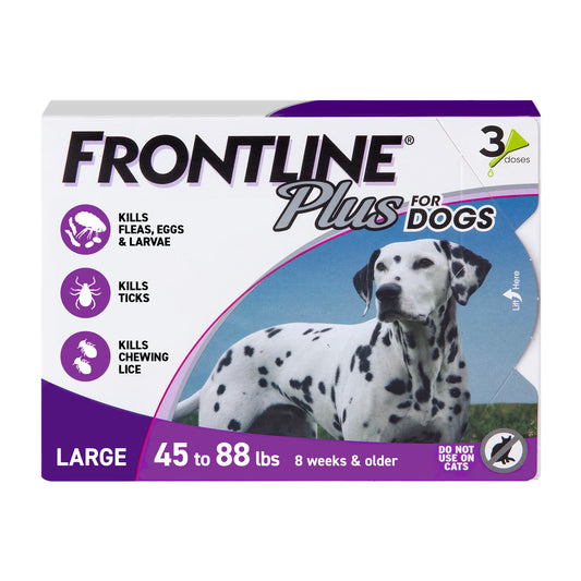 FRONTLINE Plus for Dogs 45–88 lbs | Flea & Tick Treatment – 3 Doses