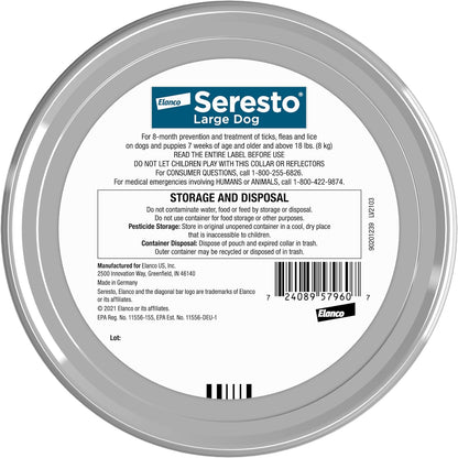 Seresto Flea & Tick Collar For Dogs Over 18 lbs., Treatment & Prevention, Vet-Recommend, 8 Month Protection